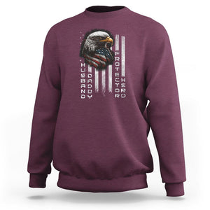 Veteran Dad American Eagle Sweatshirt Husband Daddy Protector Hero US Flag TS02 Maroon Print Your Wear