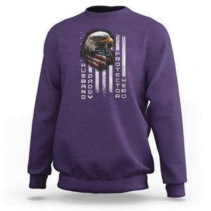 Veteran Dad American Eagle Sweatshirt Husband Daddy Protector Hero US Flag TS02 Purple Print Your Wear