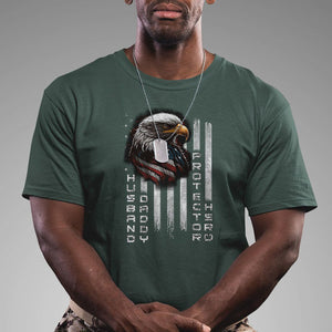 Veteran Dad American Eagle T Shirt Husband Daddy Protector Hero US Flag TS02 Dark Forest Green Print Your Wear