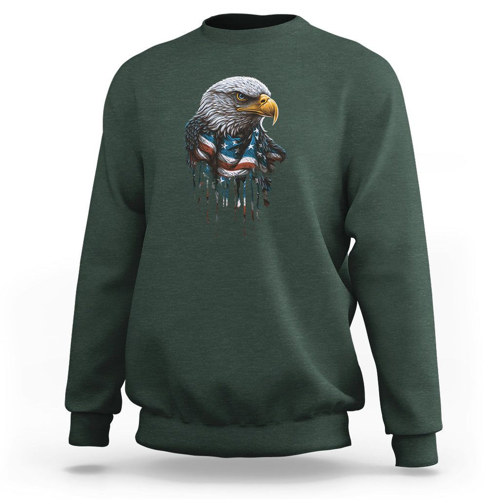 Patriotic American Eagle Sweatshirt 4th Of July US Flag TS02 Dark Forest Green Print Your Wear