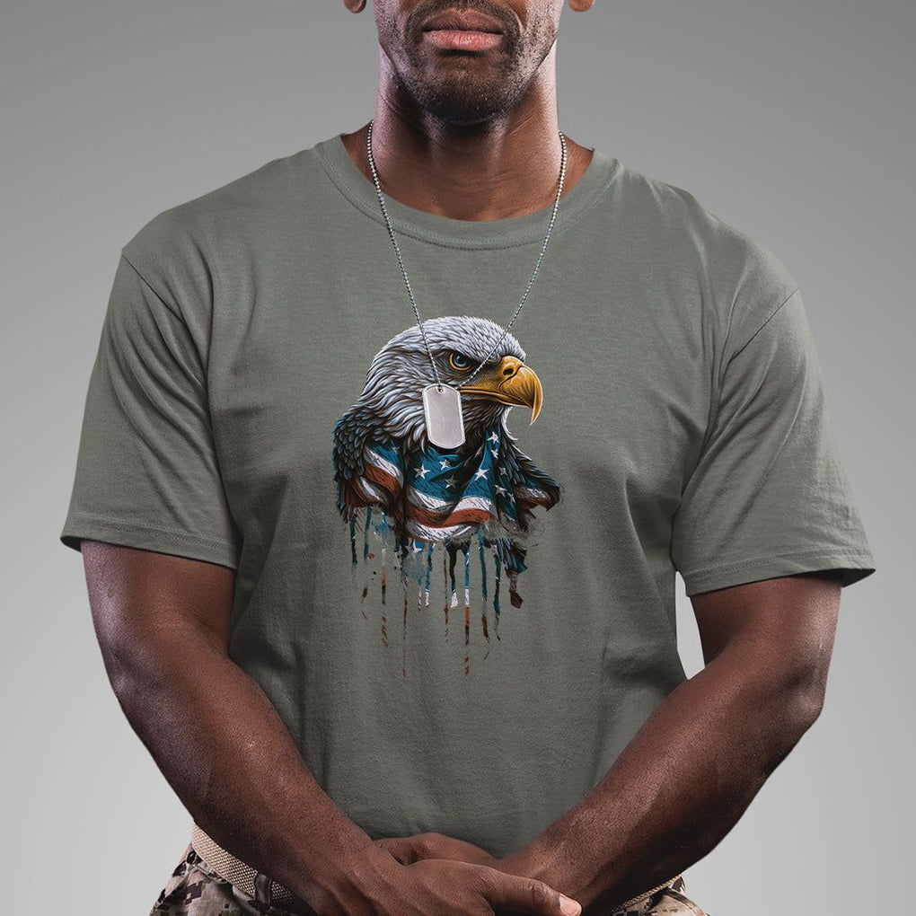 Patriotic American Eagle T Shirt 4th Of July US Flag TS02 Military Green Print Your Wear