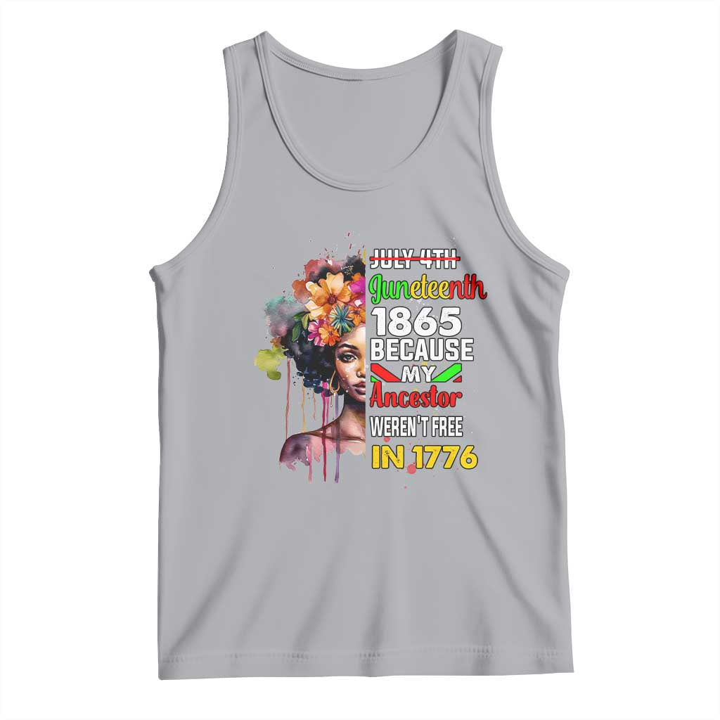Juneteenth 1865 Tank Top Because My Ancestor Weren't Free In 1776 Afro Black Woman TS02 Athletic Heather Print Your Wear