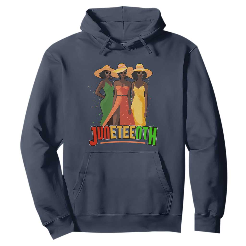 Juneteenth Hoodie Melanin Black Women Dress 1865 TS02 Navy Print Your Wear