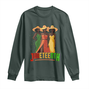 Juneteenth 1865 Long Sleeve Shirt Beautiful Black Women Melanin TS02 Dark Forest Green Print Your Wear