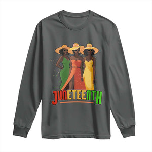 Juneteenth 1865 Long Sleeve Shirt Beautiful Black Women Melanin TS02 Dark Heather Print Your Wear