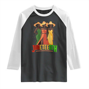 Juneteenth 1865 Raglan Shirt Beautiful Black Women Melanin TS02 Black White Print Your Wear