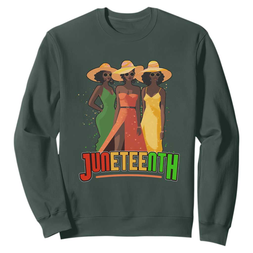 Juneteenth Sweatshirt Melanin Black Women Dress 1865 TS02 Dark Forest Green Print Your Wear