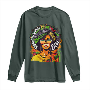 Afro Black Queen Magic Long Sleeve Shirt Beautiful Strong Melanin Poppin' Choc-lit Dope TS02 Dark Forest Green Print Your Wear