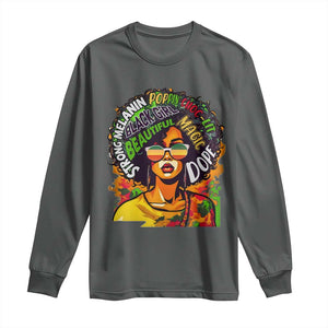 Afro Black Queen Magic Long Sleeve Shirt Beautiful Strong Melanin Poppin' Choc-lit Dope TS02 Dark Heather Print Your Wear