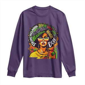 Afro Black Queen Magic Long Sleeve Shirt Beautiful Strong Melanin Poppin' Choc-lit Dope TS02 Purple Print Your Wear