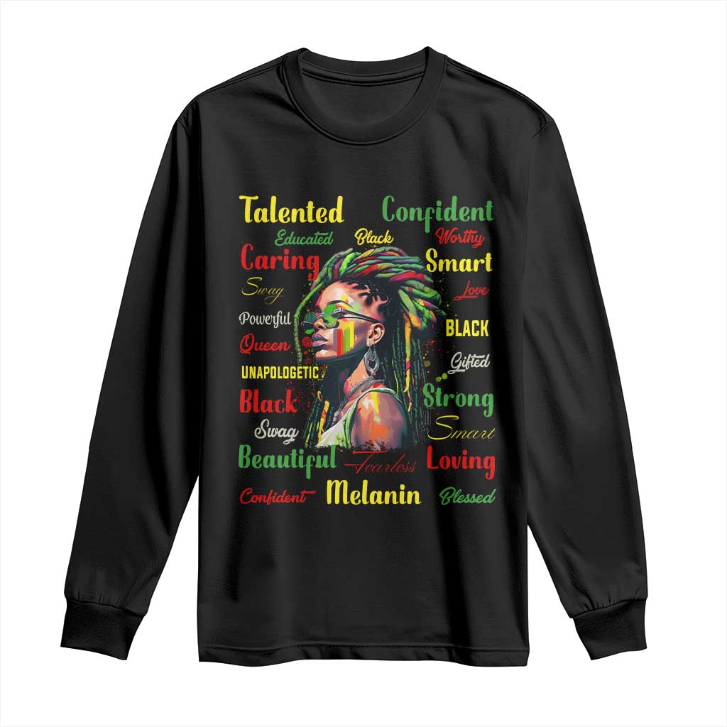 Melanin Locs Girl Long Sleeve Shirt Dreadlock Black Pride African American TS02 Black Print Your Wear