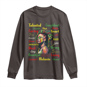 Melanin Locs Girl Long Sleeve Shirt Dreadlock Black Pride African American TS02 Dark Chocolate Print Your Wear