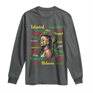 Melanin Locs Girl Long Sleeve Shirt Dreadlock Black Pride African American TS02 Dark Heather Print Your Wear