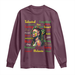 Melanin Locs Girl Long Sleeve Shirt Dreadlock Black Pride African American TS02 Maroon Print Your Wear