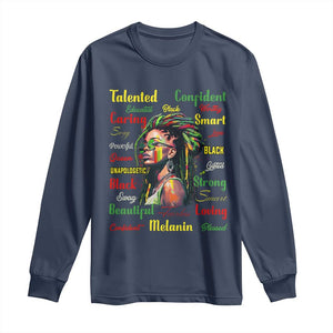 Melanin Locs Girl Long Sleeve Shirt Dreadlock Black Pride African American TS02 Navy Print Your Wear