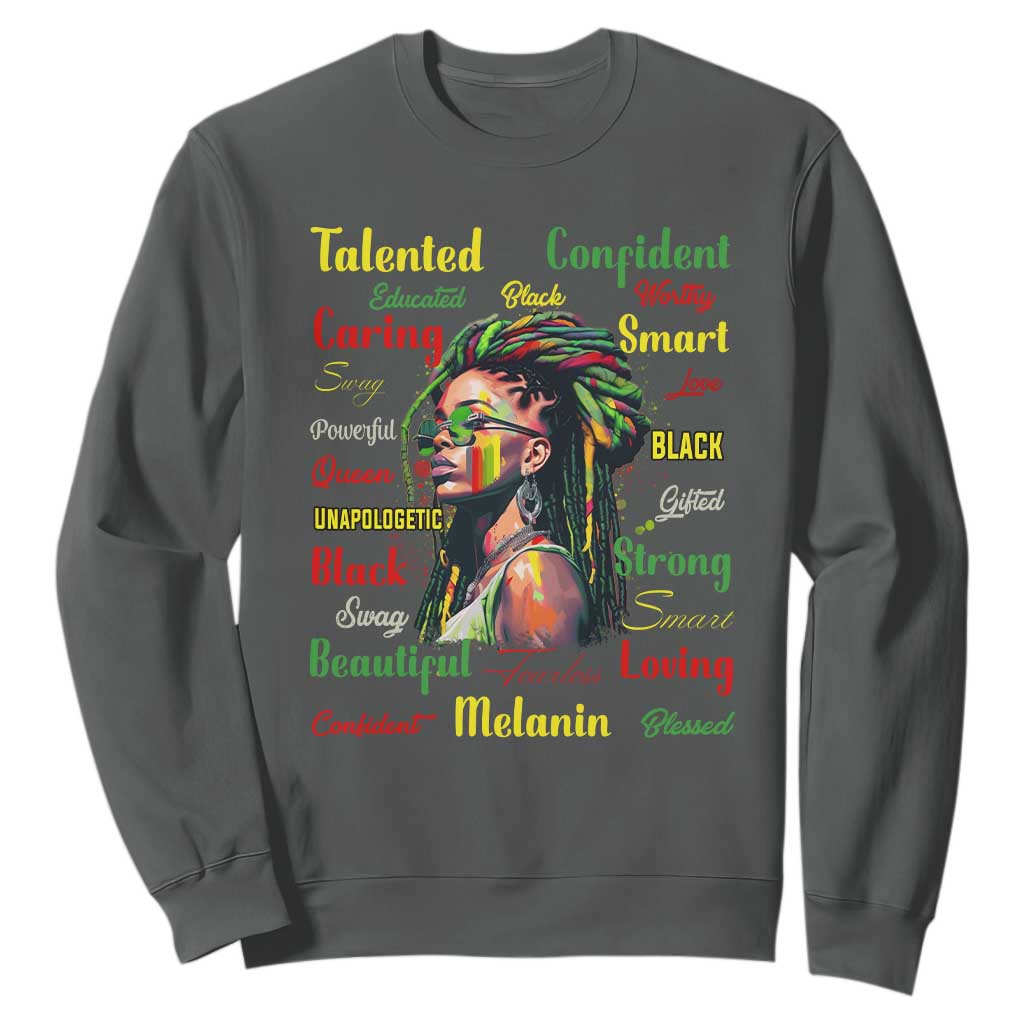 Juneteenth 1865 Sweatshirt Afro Melanin Locs Girl African American History TS02 Dark Heather Print Your Wear