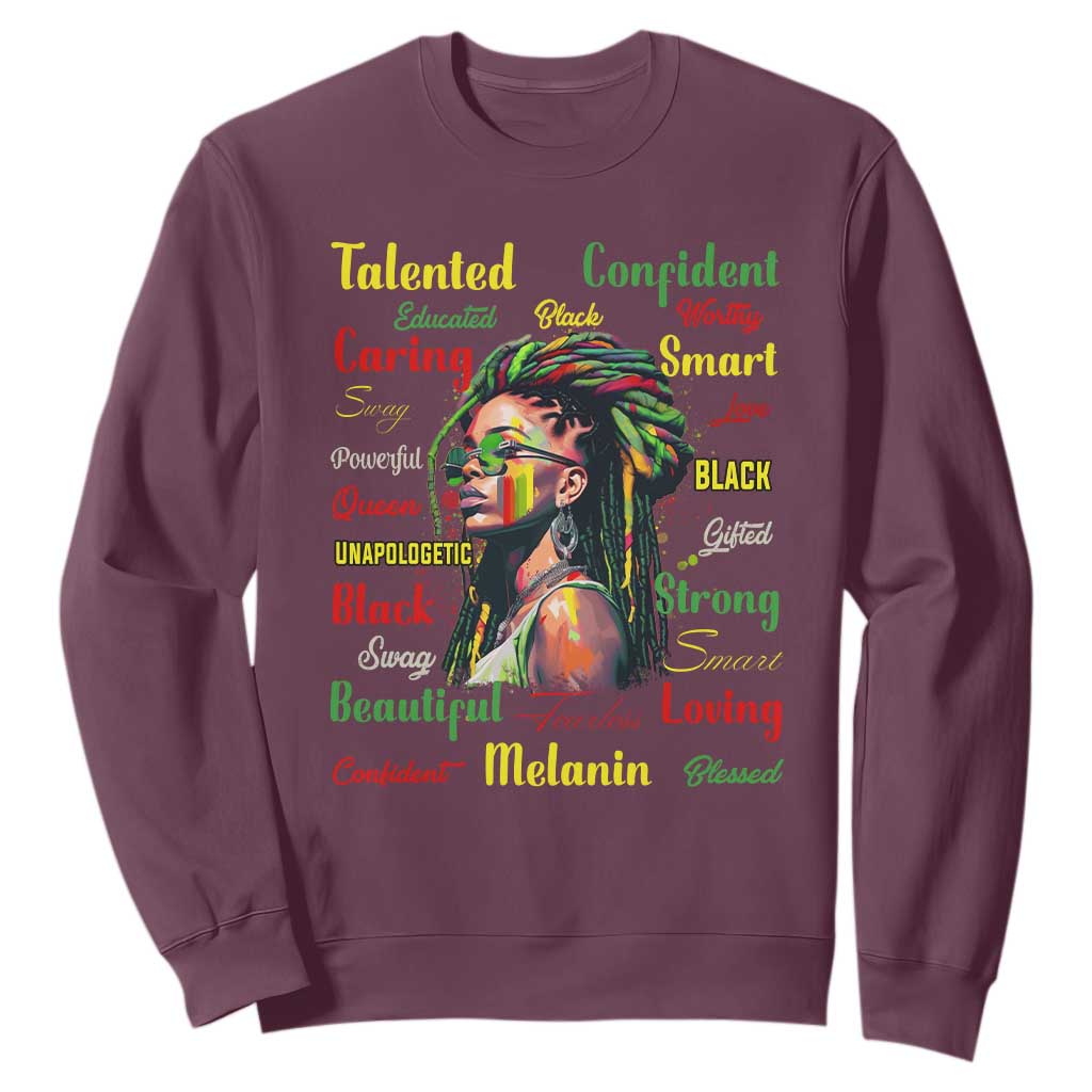 Juneteenth 1865 Sweatshirt Afro Melanin Locs Girl African American History TS02 Maroon Print Your Wear