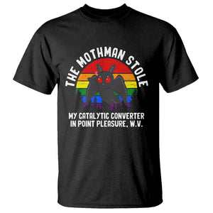Funny Mothman T Shirt The Mothman Stole My Catalytic Converter In Point Cryptid TS02 Black Printyourwear