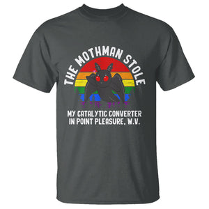 Funny Mothman T Shirt The Mothman Stole My Catalytic Converter In Point Cryptid TS02 Dark Heather Printyourwear