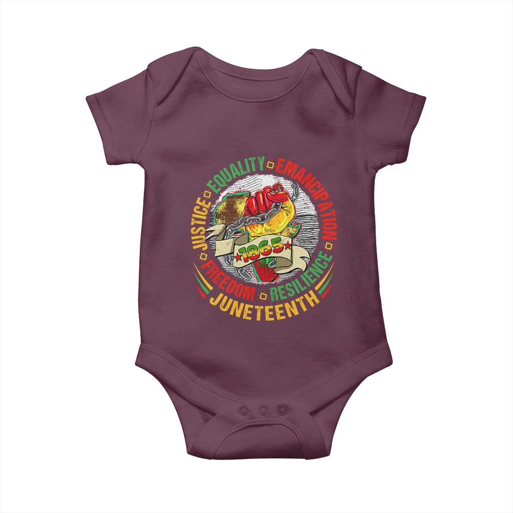 Juneteenth 1865 Baby Onesie Freedom Justice Equality Emancipation Resilience Independence Day TS02 Maroon Print Your Wear