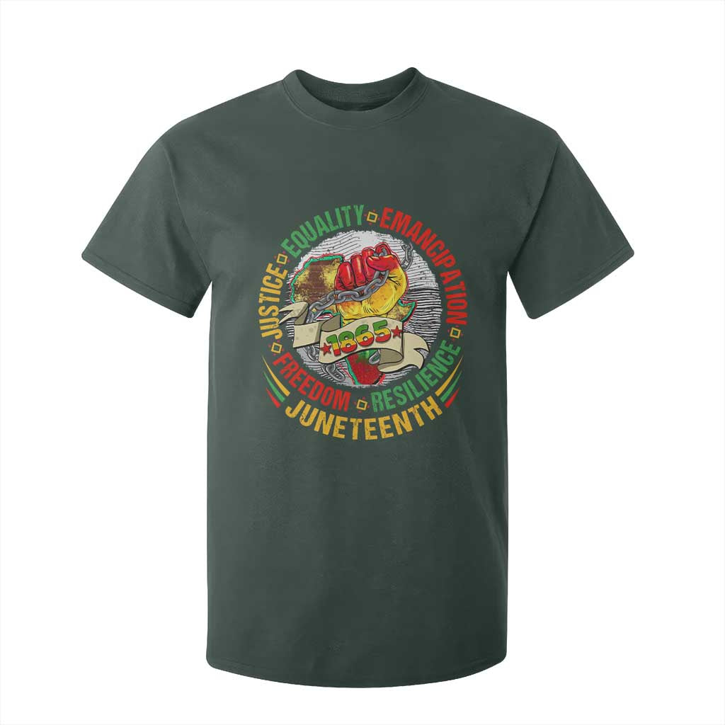Juneteenth 1865 T Shirt For Kid Freedom Justice Equality Emancipation Resilience Independence Day TS02 Dark Forest Green Print Your Wear