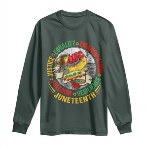 Juneteenth 1865 Long Sleeve Shirt Freedom Justice Equality Emancipation Resilience Independence Day TS02 Dark Forest Green Print Your Wear