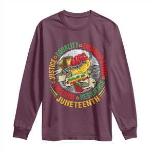 Juneteenth 1865 Long Sleeve Shirt Freedom Justice Equality Emancipation Resilience Independence Day TS02 Maroon Print Your Wear