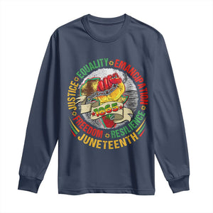 Juneteenth 1865 Long Sleeve Shirt Freedom Justice Equality Emancipation Resilience Independence Day TS02 Navy Print Your Wear