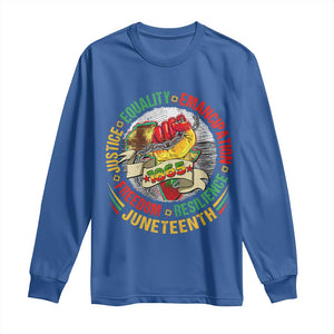 Juneteenth 1865 Long Sleeve Shirt Freedom Justice Equality Emancipation Resilience Independence Day TS02 Royal Blue Print Your Wear