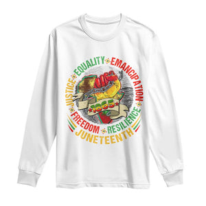 Juneteenth 1865 Long Sleeve Shirt Freedom Justice Equality Emancipation Resilience Independence Day TS02 White Print Your Wear