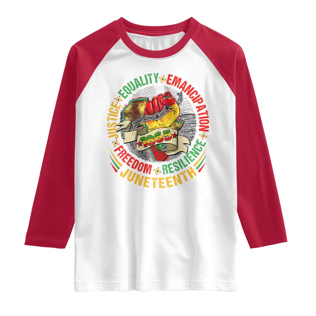 Juneteenth 1865 Raglan Shirt Freedom Justice Equality Emancipation Resilience Independence Day TS02 White Red Print Your Wear