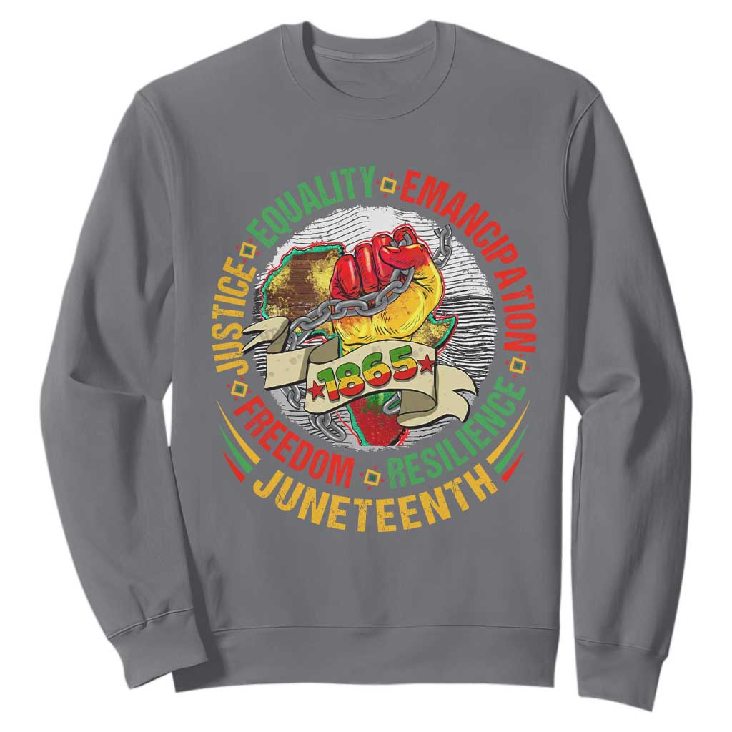 Juneteenth 1865 Sweatshirt Freedom Justice Equality Emancipation Resilience African American History TS02 Charcoal Print Your Wear