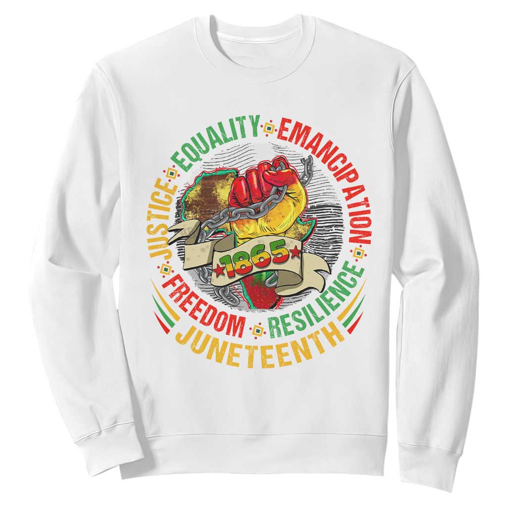 Juneteenth 1865 Sweatshirt Freedom Justice Equality Emancipation Resilience African American History TS02 White Print Your Wear