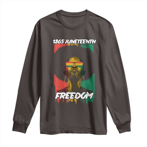 Juneteenth 1865 Freedom Long Sleeve Shirt Afro Melanin Woman African American Dripping TS02 Dark Chocolate Print Your Wear