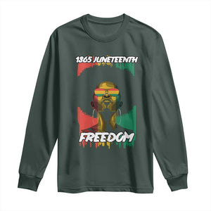 Juneteenth 1865 Freedom Long Sleeve Shirt Afro Melanin Woman African American Dripping TS02 Dark Forest Green Print Your Wear