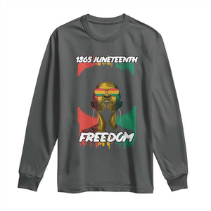 Juneteenth 1865 Freedom Long Sleeve Shirt Afro Melanin Woman African American Dripping TS02 Dark Heather Print Your Wear