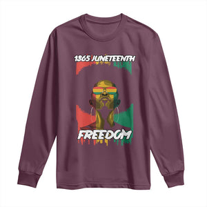 Juneteenth 1865 Freedom Long Sleeve Shirt Afro Melanin Woman African American Dripping TS02 Maroon Print Your Wear