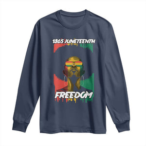 Juneteenth 1865 Freedom Long Sleeve Shirt Afro Melanin Woman African American Dripping TS02 Navy Print Your Wear