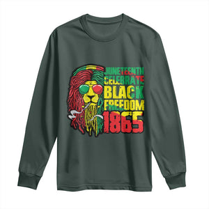 Juneteenth Long Sleeve Shirt Celebrate Black Freedom 1865 Dope Dreadlocks Lion Locs Rasta Hair TS02 Dark Forest Green Print Your Wear