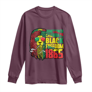 Juneteenth Long Sleeve Shirt Celebrate Black Freedom 1865 Dope Dreadlocks Lion Locs Rasta Hair TS02 Maroon Print Your Wear