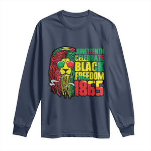 Juneteenth Long Sleeve Shirt Celebrate Black Freedom 1865 Dope Dreadlocks Lion Locs Rasta Hair TS02 Navy Print Your Wear