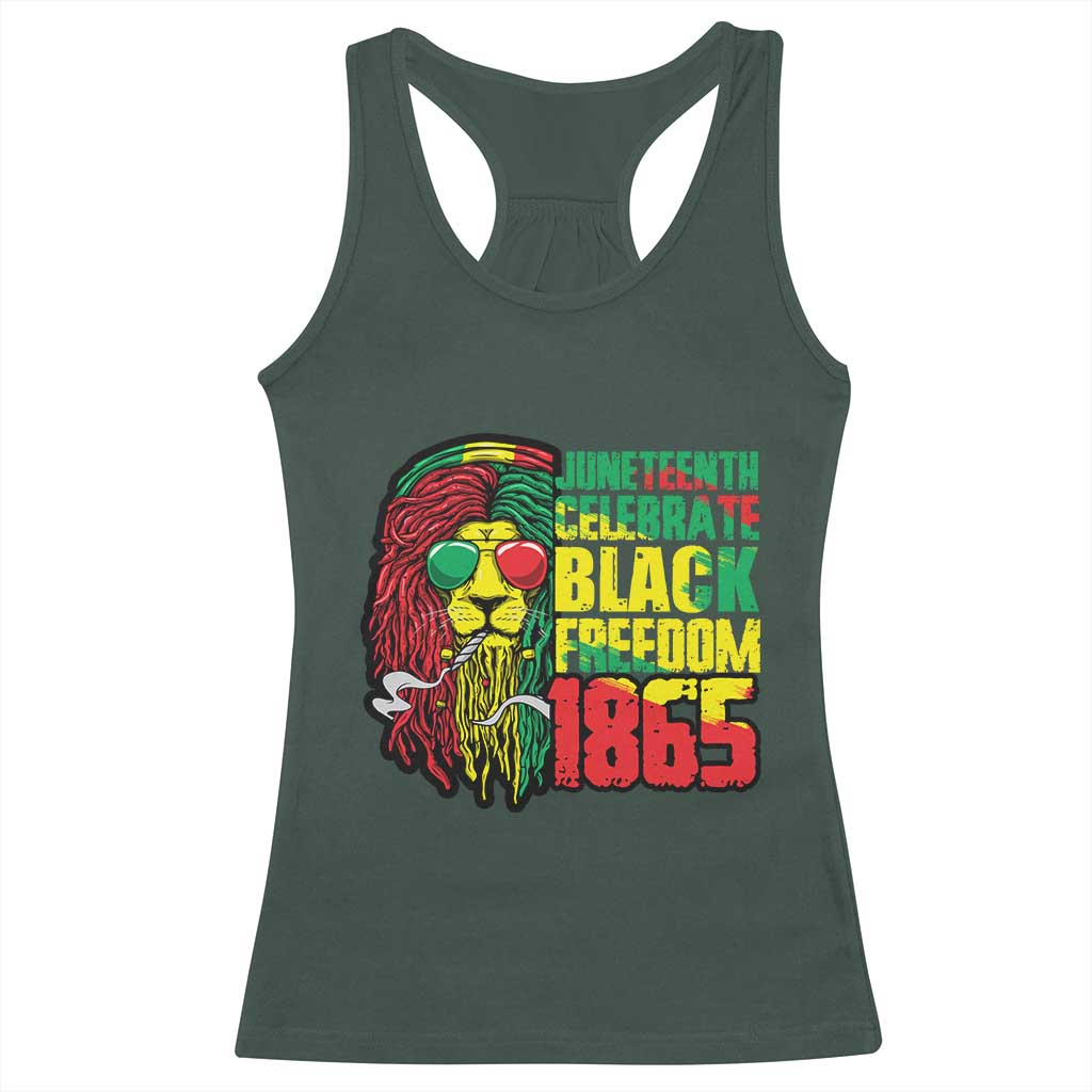 Juneteenth Racerback Tank Top Celebrate Black Freedom 1865 Dope Dreadlocks Lion Locs Rasta Hair TS02 Dark Forest Green Print Your Wear