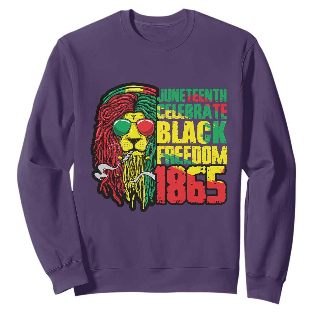 Juneteenth Sweatshirt Celebrate Black Freedom 1865 Dope Dreadlocks Lion Locs Rasta Hair TS02 Purple Print Your Wear