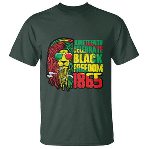 Juneteenth T Shirt Celebrate Black Freedom 1865 Dope Dreadlocks Lion Locs Rasta Hair TS02 Dark Forest Green Print Your Wear