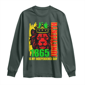 Juneteenth 1865 Is My Independence Day Long Sleeve Shirt Freedom Lion King TS02 Dark Forest Green Print Your Wear