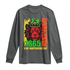 Juneteenth 1865 Is My Independence Day Long Sleeve Shirt Freedom Lion King TS02 Dark Heather Print Your Wear