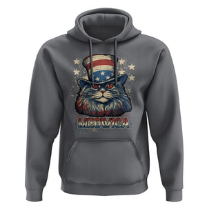 Patriotic American Cat Hoodie Meowica With Uncle Sam Hat US Flag 4th of July TS02 Charcoal Print Your Wear