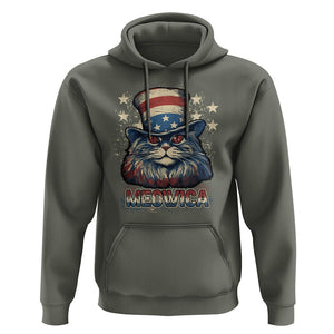 Patriotic American Cat Hoodie Meowica With Uncle Sam Hat US Flag 4th of July TS02 Military Green Print Your Wear