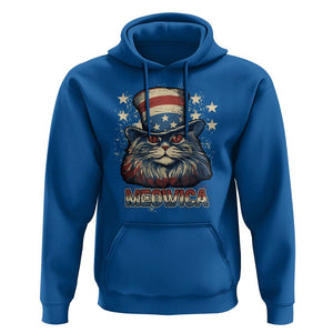 Patriotic American Cat Hoodie Meowica With Uncle Sam Hat US Flag 4th of July TS02 Royal Blue Print Your Wear