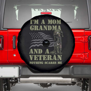 Female Veteran Spare Tire Cover I'm A Mom Grandma And A Veteran Nothing Scares Me TS02 Black Print Your Wear